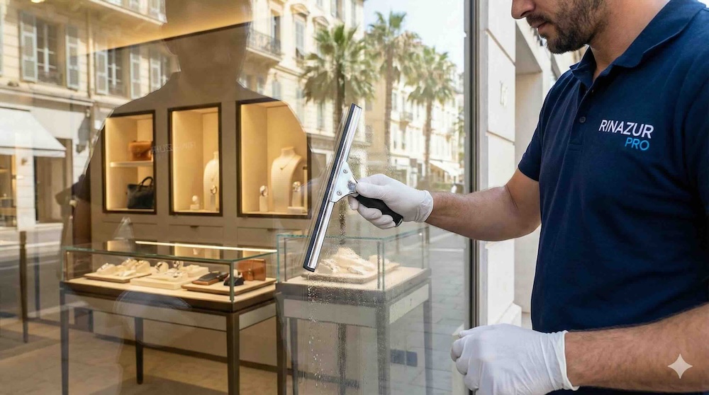 Nettoyage vitrine commerce Nice